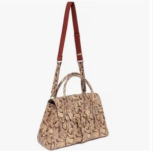 Margot Victoria Stirrup Snake Print Leather Satchel Bag